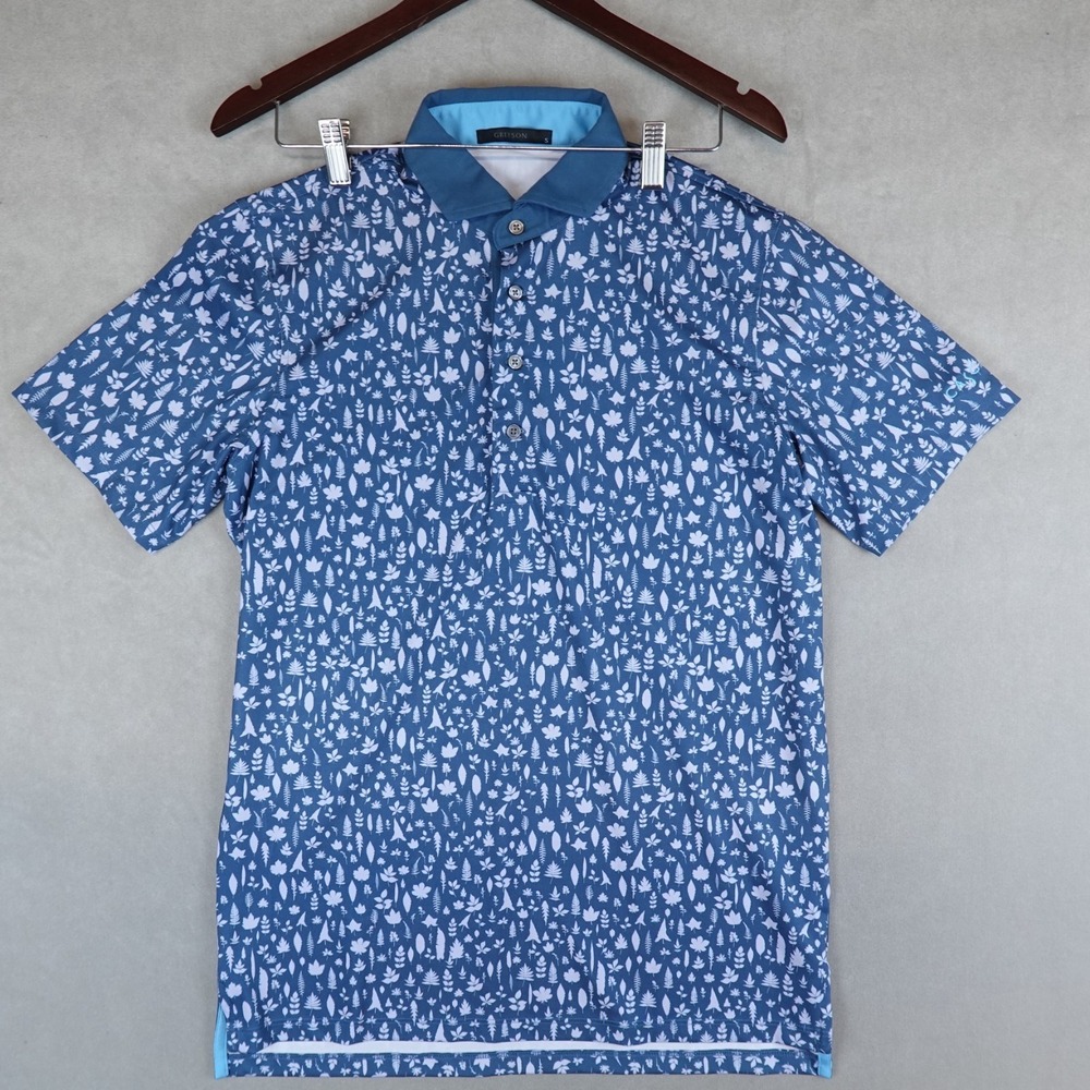 Greyson Polo Shirt Magical Ferns Mens Size Small Blue Golf Wolf Performance